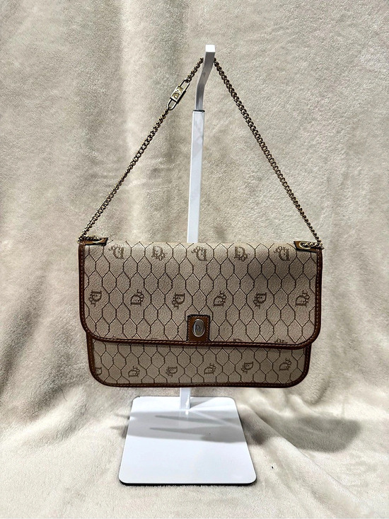 Dior Handbags - Vintage 1980’s Christian Dior Honeycomb Chain Shoulder Bag in Brown & Beige